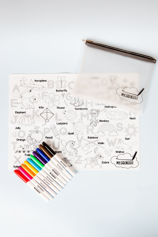 My Squiggle - reusable colouring in mat.
